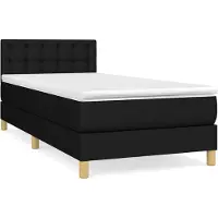 vidaXL Lit boxspring avec matelas noir 100x200 cm tissu