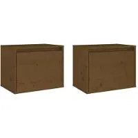 vidaXL Armoires murales 2pcs Marron miel 45x30x35cm Bois de pin massif