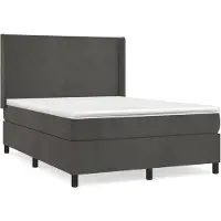 vidaXL Lit boxspring avec matelas gris foncé 140x200 cm velours
