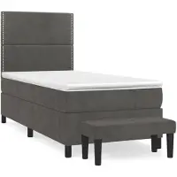 vidaXL Lit boxspring avec matelas gris foncé 90x190 cm velours