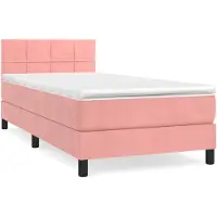 vidaXL Lit boxspring avec matelas rose 100x200 cm velours