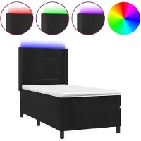 vidaXL Lit boxspring avec matelas & LED noir 90x200 cm velours