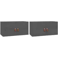vidaXL Armoires murales 2 pcs Gris 60x30x30 cm Bois de pin massif