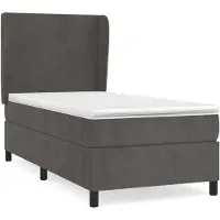 vidaXL Lit boxspring avec matelas gris foncé 100x200 cm velours