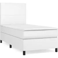 vidaXL Lit boxspring avec matelas blanc 90x200 cm similicuir