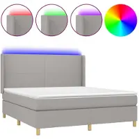 vidaXL Lit boxspring avec matelas & LED gris clair 160x200 cm Tissu