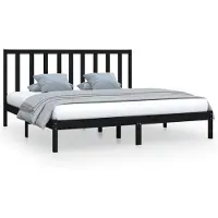 vidaXL Massivholzbett Schwarz Kiefer 200x200 cm