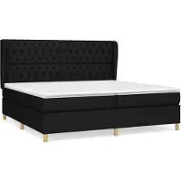 vidaXL Lit boxspring avec matelas noir 200x200 cm tissu