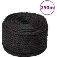 vidaXL Corde de travail Noir 12 mm 250 m polypropylène