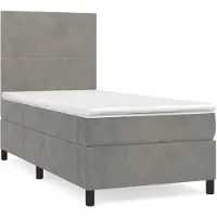 vidaXL Lit boxspring avec matelas gris clair 80x200 cm velours