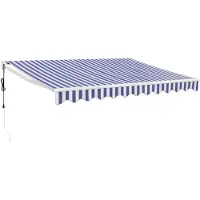 vidaXL Store électrique à manivelle bleu et blanc 3x2,5 m