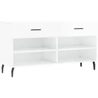 vidaXL Banc à chaussures blanc brillant 102x35x55 cm bois d'ingénierie