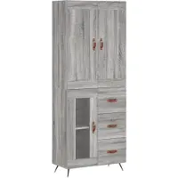vidaXL Highboard Gris Sonoma 69,5x34x180 cm Matériau dérivé du bois