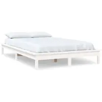 vidaXL Lit en bois massif pin blanc 160x200 cm