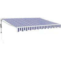vidaXL Store électrique à manivelle bleu et blanc 3,5x2,5 m