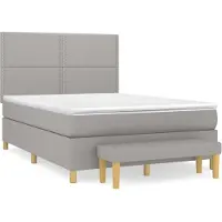 vidaXL Lit boxspring avec matelas gris clair 140x190 cm Tissu