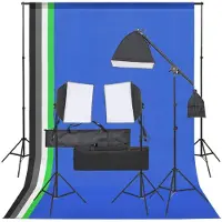 vidaXL Kit de studio photo avec éclairage et toile de fond