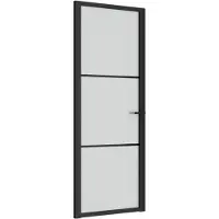 vidaXL Porte intérieure 76x201,5 cm noir verre dépoli et aluminium