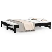 vidaXL Lit de jour Extensible Noir 2x(100x200) cm Pin massif