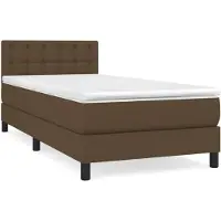 vidaXL Lit boxspring avec matelas brun foncé 90x190 cm Tissu
