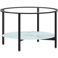 vidaXL Table à thé Noir et marbre blanc 70 cm Verre trempé