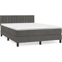 vidaXL Lit boxspring avec matelas gris foncé 140x200 cm velours