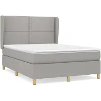 vidaXL Lit boxspring avec matelas gris clair 140x200 cm Tissu