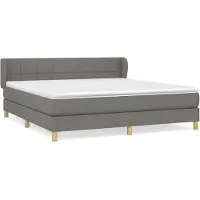 vidaXL Lit boxspring avec matelas gris foncé 160x200 cm Tissu