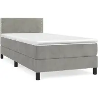 vidaXL Lit boxspring avec matelas gris clair 90x200 cm velours