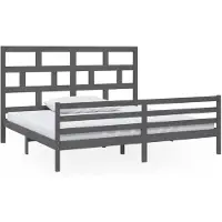 vidaXL Lit en bois massif pin gris 200x200 cm