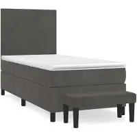 vidaXL Lit boxspring avec matelas gris foncé 90x200 cm velours