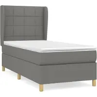 vidaXL Lit boxspring avec matelas gris foncé 90x190 cm Tissu