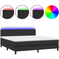 vidaXL Lit Boxspring avec matelas & LED Noir 160x200 cm Similicuir