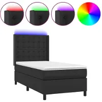 vidaXL Lit Boxspring avec matelas & LED Noir 100x200 cm Similicuir