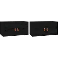 vidaXL Armoires murales 2 pcs Noir 60x30x30 cm Bois de pin massif