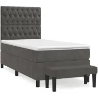 vidaXL Lit boxspring avec matelas gris foncé 90x190 cm velours