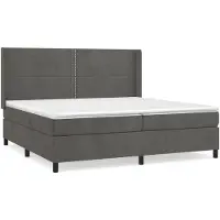vidaXL Lit boxspring avec matelas gris foncé 200x200 cm velours