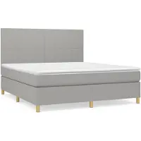 vidaXL Lit boxspring avec matelas gris clair 160x200 cm Tissu