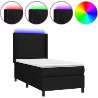 vidaXL Lit Boxspring avec matelas & LED Noir 100x200 cm Tissu