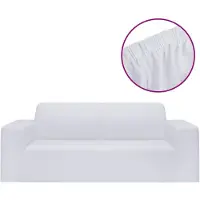 Super Merchant Housse extensible de canapé 2 places Blanc Jersey de polyester