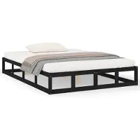 vidaXL Lit en bois massif noir 160x200 cm