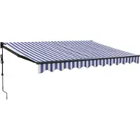 vidaXL Store électrique à manivelle bleu et blanc 3,5x2,5 m