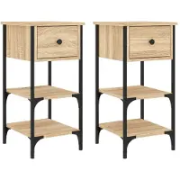 vidaXL Tables de chevet 2 pcs chêne sonoma 34x36x70 cm bois ingénierie