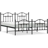 vidaXL Cadre de lit avec tête et pied de lit en métal noir 183x213 cm