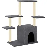 vidaXL Arbre à chat avec colonnes à griffer en sisal Gris foncé 97,5 cm