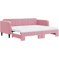 vidaXL Lit de jour avec gigogne et matelas rose 90x200 cm velours