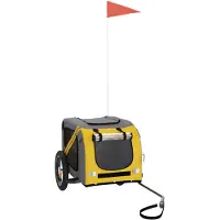 vidaXL Remorque pour vélo Chiens Jaune et gris Tissu Oxford et fer