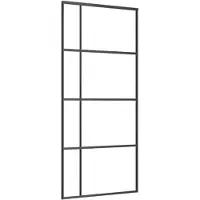 vidaXL Schiebetür 90x205 cm ESG -Glas und Aluminiumschwarz