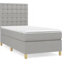 vidaXL Lit boxspring avec matelas gris clair 90x200 cm Tissu