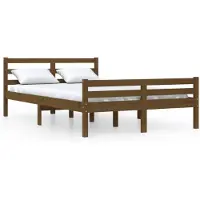 vidaXL Lit en bois massif brun miel 140x190 cm